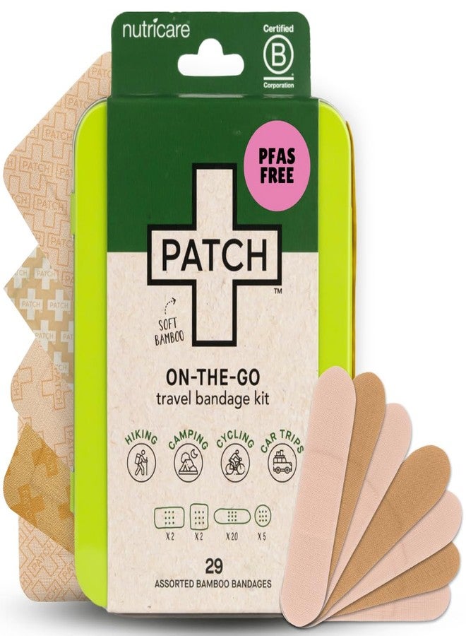PATCH On-The-Go Natural Bamboo Adhesive Bandage Travel Kit for Sensitive Skin, Eco-Friendly Hypoallergenic Bandages, 29 ct - Image 1